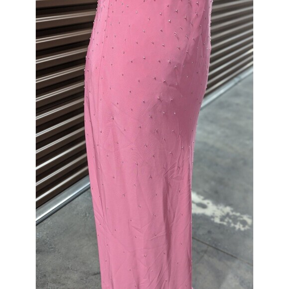 Cache Size 2 Pink Crystal Embellished Full Length Gown Evening Formal Prom Dress - Picture 8 of 16